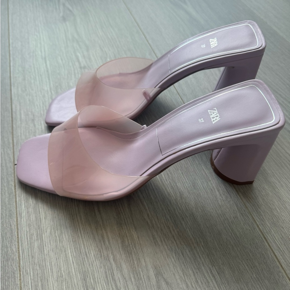 Zara block heel vinyl heels size 37 NWOT